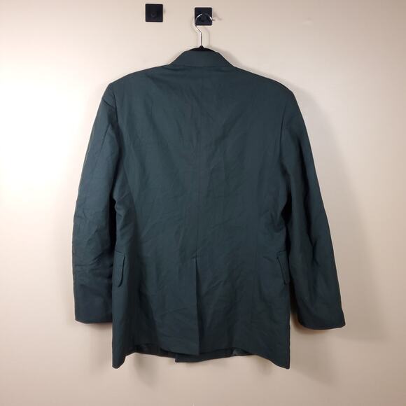 Vintage Army Green Service Coat Blazer Gold Tone Hardware Wool Blend 42R - Picture 8 of 11
